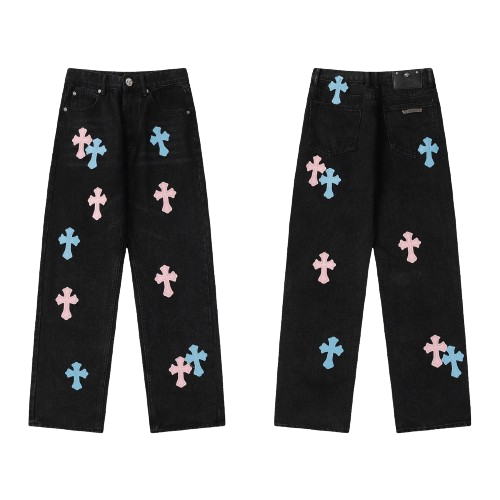 Chrome Hearts Multi Color Cross Jeans