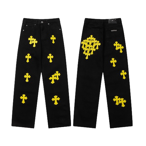 Chrome Hearts Distressed Yellow cross Jeans