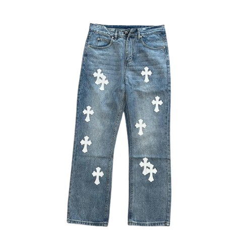 Chrome Hearts Denim White Washed Jeans