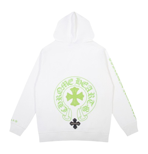 Chrome Hearts Light Green logo Hoodie White