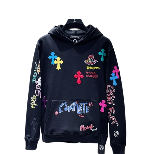 Chrome Hearts Love Mouth Multi colour cross Black Hoodie