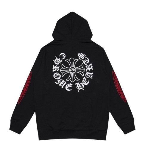 Chrome Hearts Script Red Logo Hoodie Black