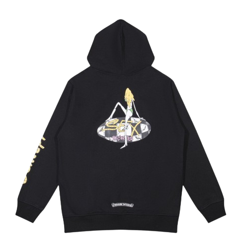 Chrome Hearts White logo hoodie Black