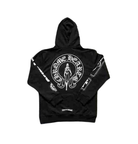 Chrome Hearts Script White Logo Hoodie Black