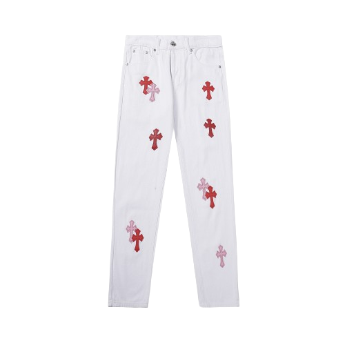 Chrome Heart White Leopard Cross Jeans