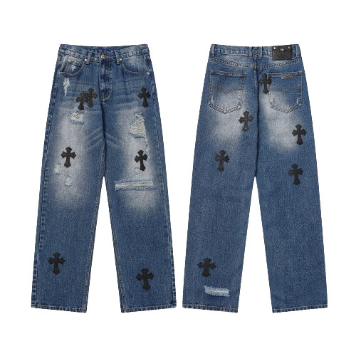 Chrome Hearts Denim Words Black Cross Jeans