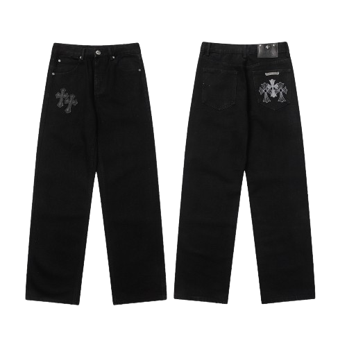 Chrome HeartsDark Black cross-distressed jeans